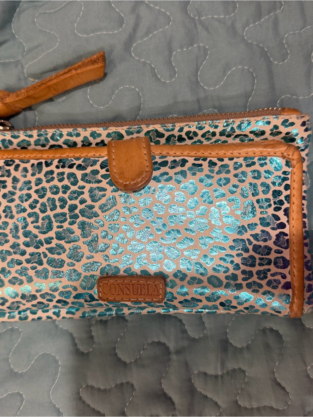 Consuela Turquoise Leopard Print Wallet